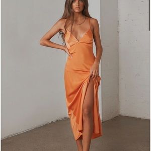 Peppermayo Orange Satin Dress